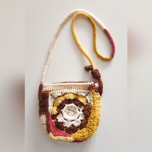 Handmade Crochet florial shoulder bag crossbody bag adjustable